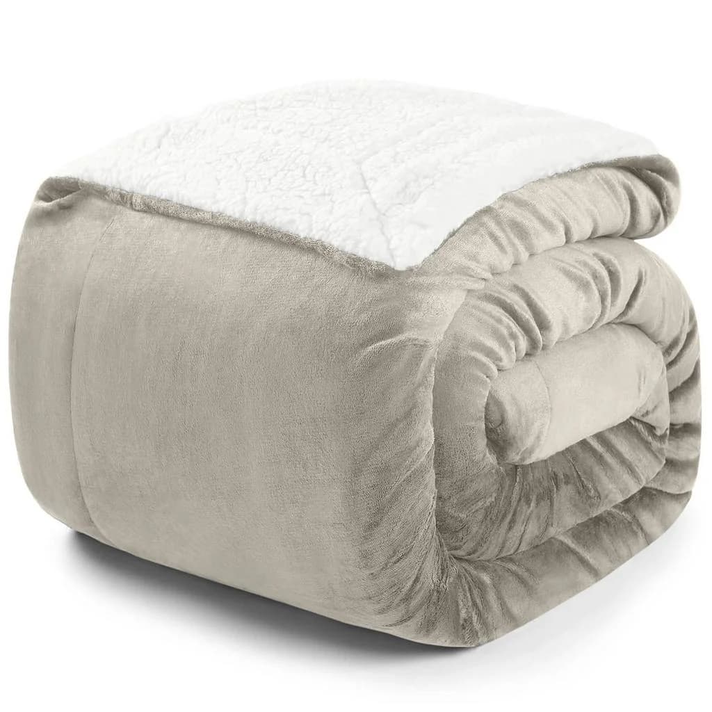 Blumtal Kuscheldecke Beige Mikrofleece Sherpa Wende-Design