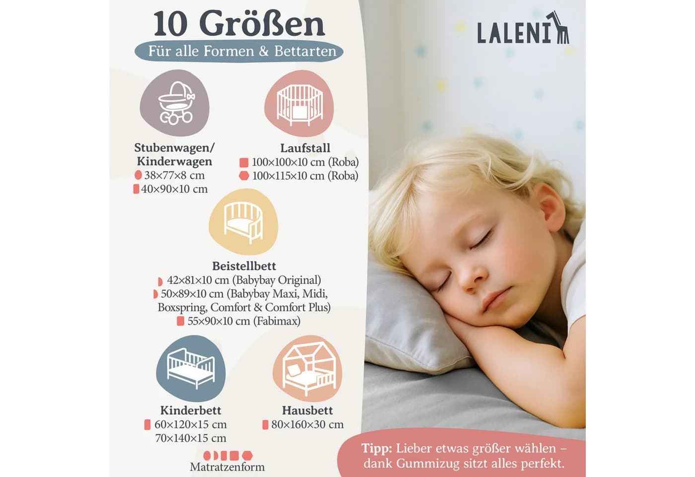 Laleni Spannbettlaken Baumwolle Gummizug Rundum 2 Stück Kinderbett - Bild 1