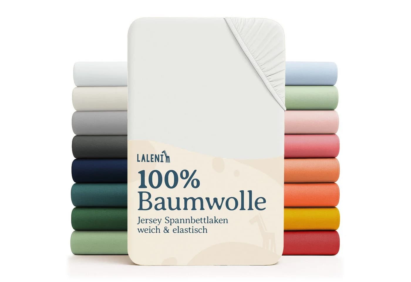 Laleni Spannbettlaken Baumwolle Rundumgummizug Beige - Bild 2