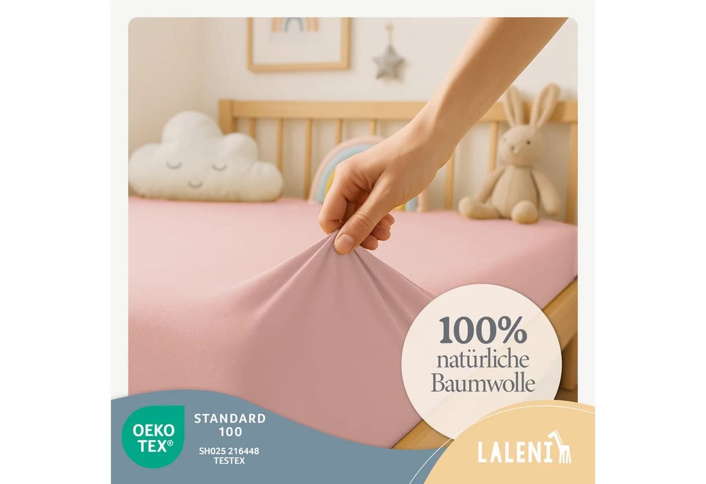 Laleni Spannbettlaken Rosa 100% Baumwolle Rundumgummizug - Bild 3