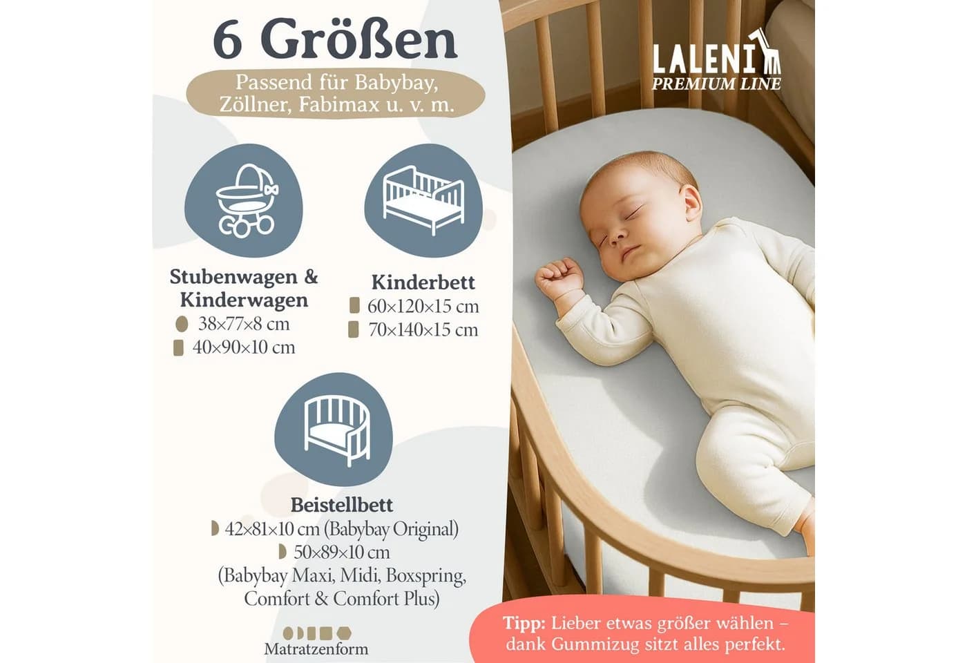 Laleni Spannbettlaken Premium 100% Baumwolle Jersey Beige