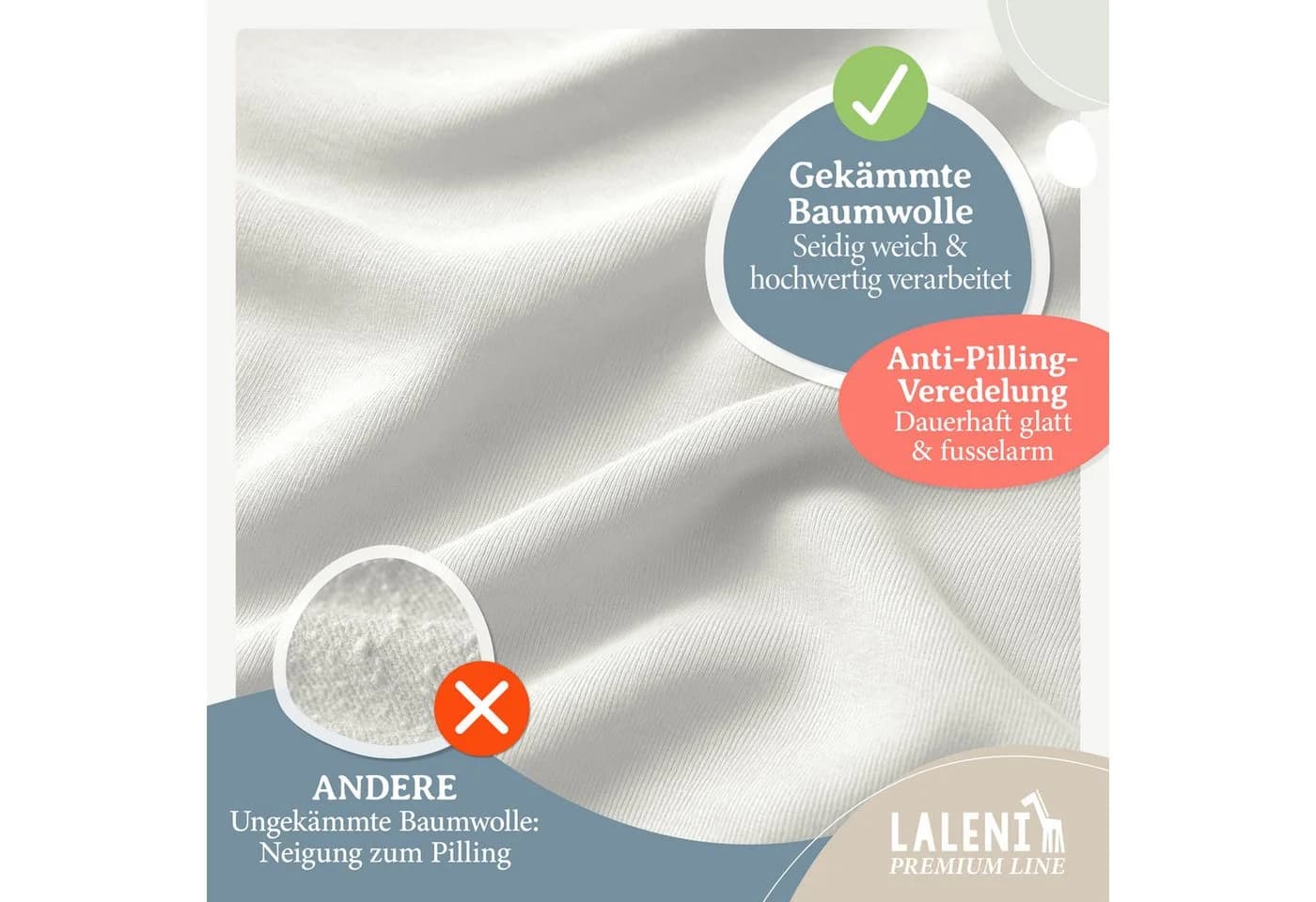 Laleni Spannbettlaken Premium 100% Baumwolle Jersey Beige - Bild 3