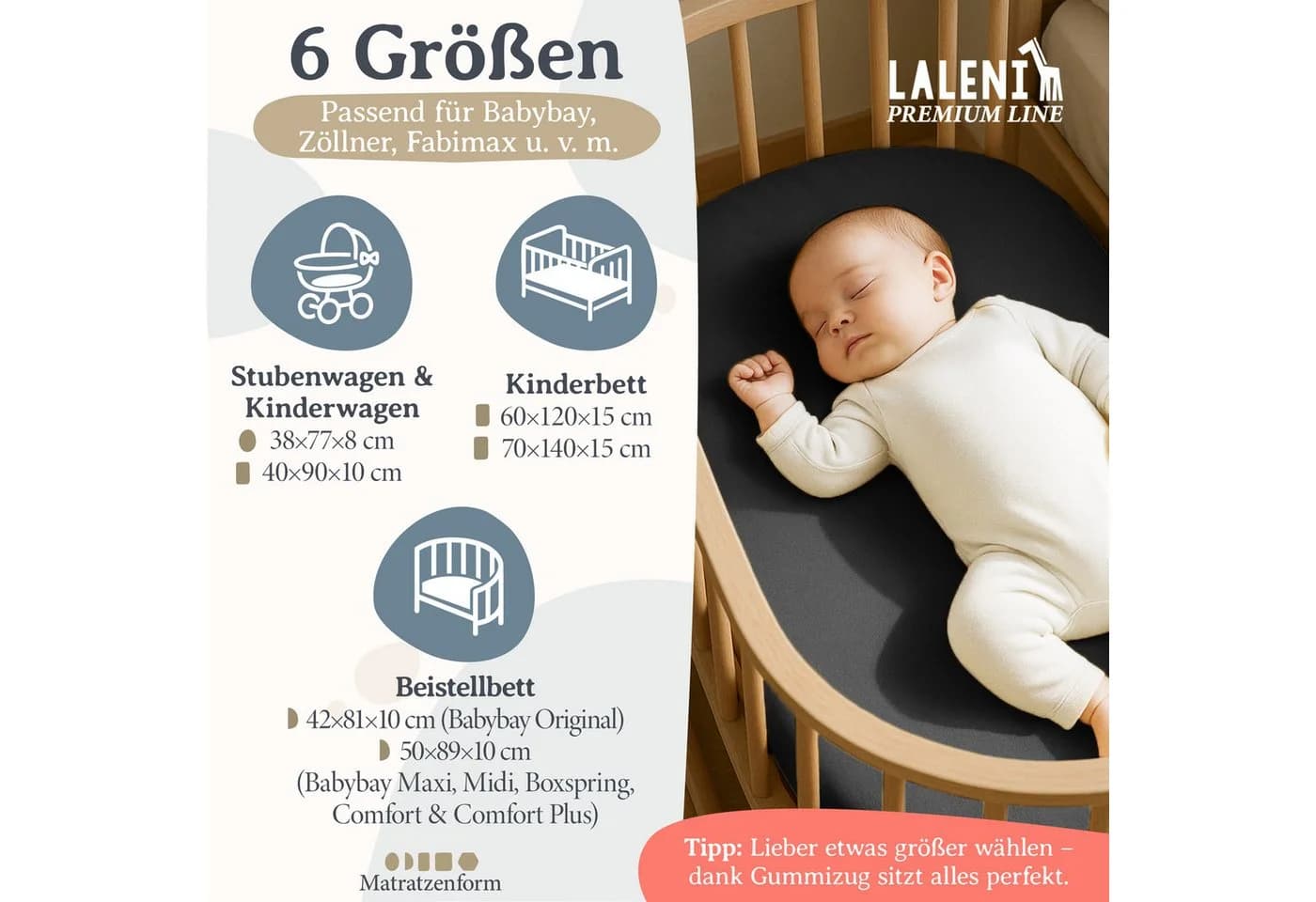 Laleni Spannbettlaken Premium 100% Baumwolle Jersey Grau
