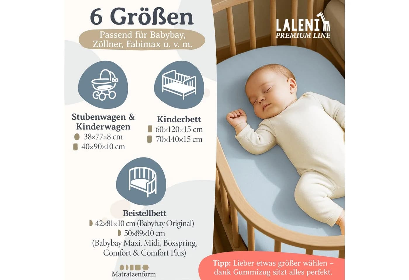 Laleni Spannbettlaken Premium für Beistellbett Baumwolle