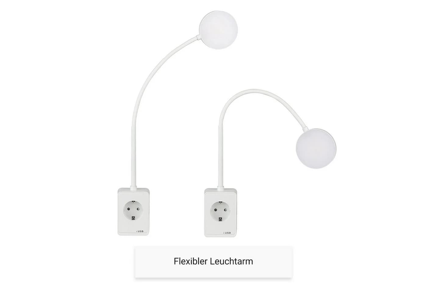 SEBSON LED Steckdosenleuchte dimmbar mit Flexarm und USB - Bild 5