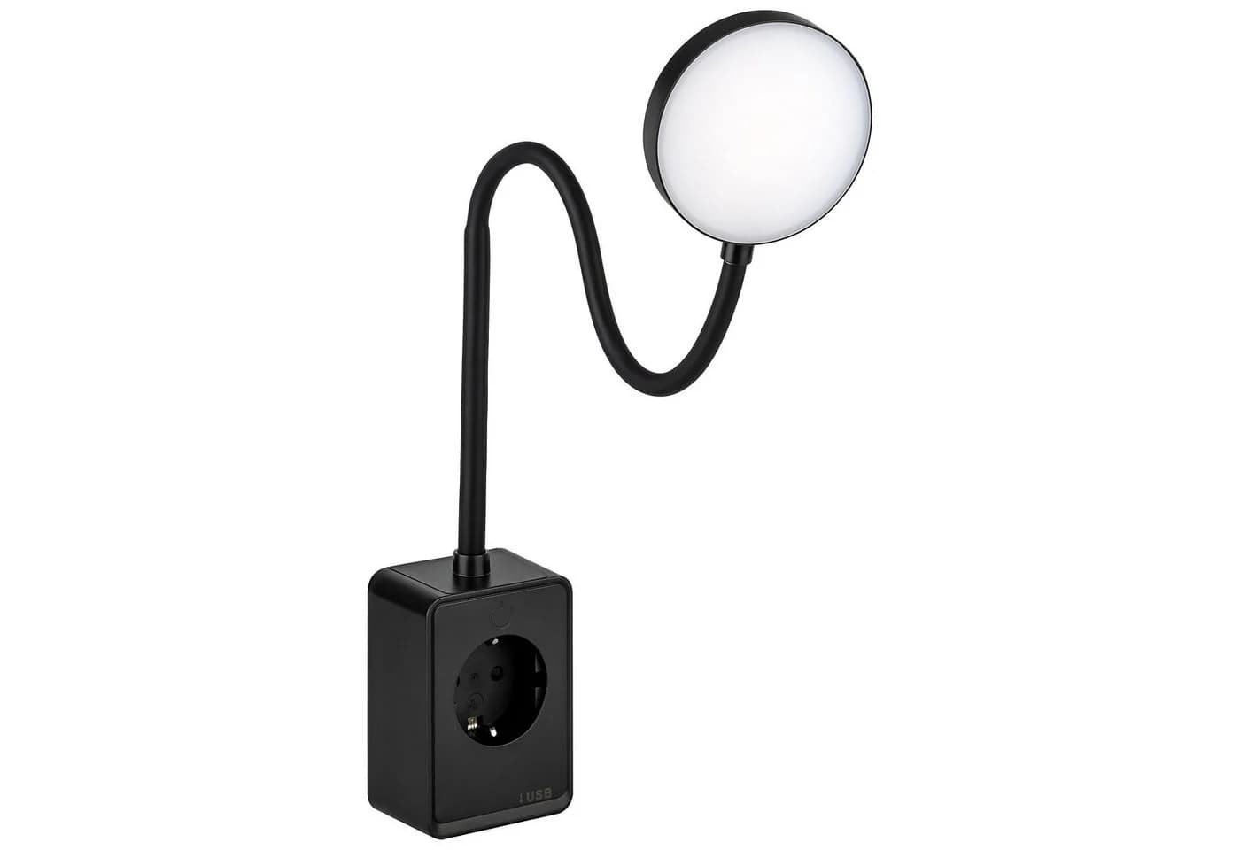 SEBSON LED Steckdosenleuchte Dimmbar Schwarz Flexarm USB - Bild 2