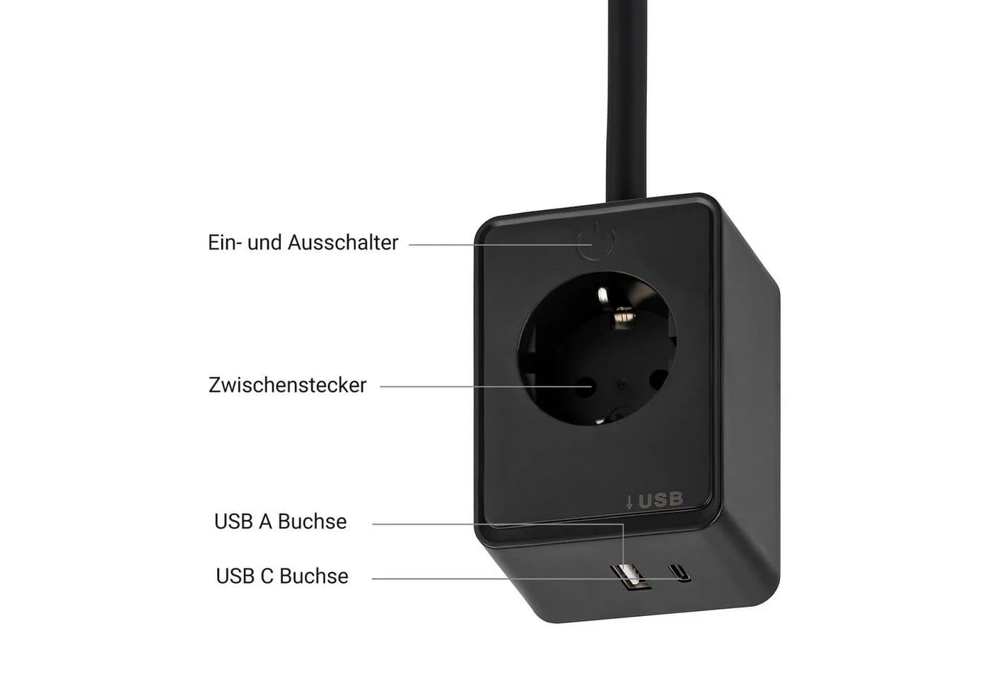 SEBSON LED Steckdosenleuchte Dimmbar Schwarz Flexarm USB - Bild 3