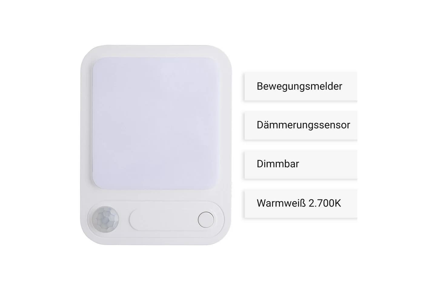 SEBSON LED Steckdosenleuchte Bewegungsmelder Dimmbar Warmweiß