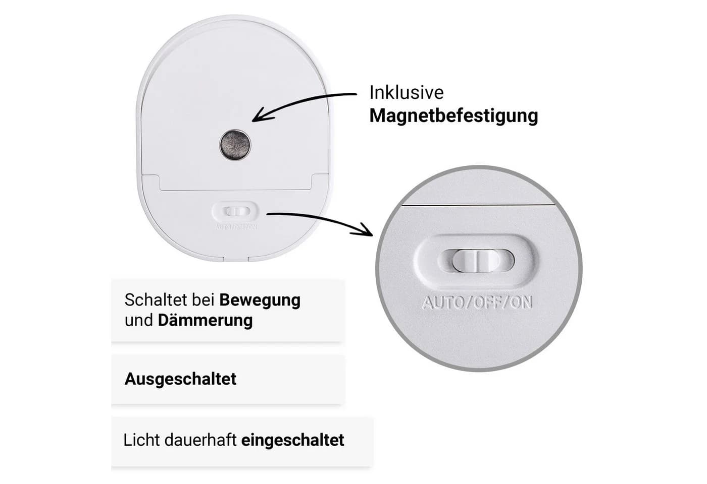 SEBSON LED Nachtlicht mit Bewegungsmelder und Dämmerungssensor, warmweiß, weiß - Bild 3