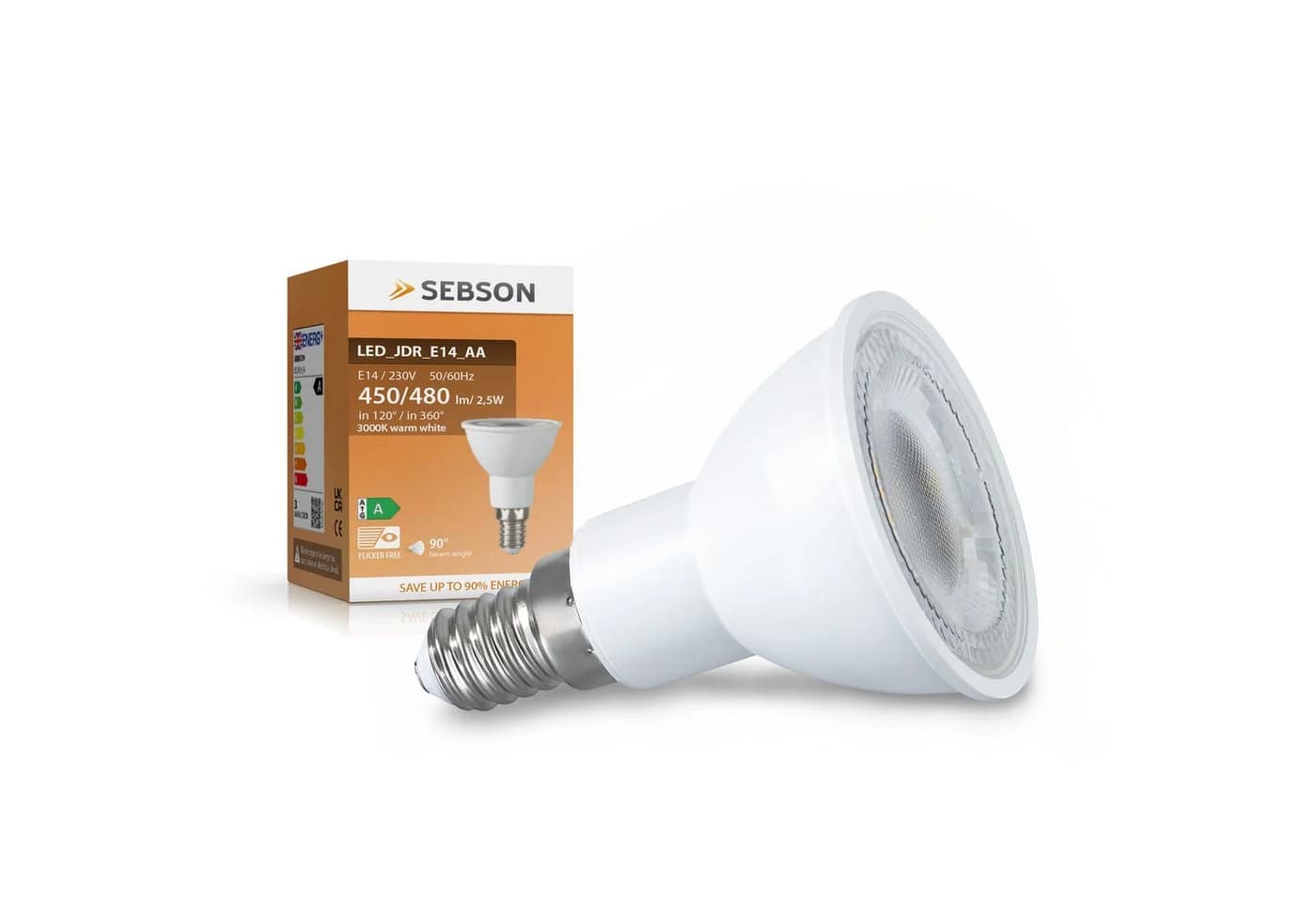 SEBSON LED Lampe E14 2,5W 450lm Warmweiß 4er Set