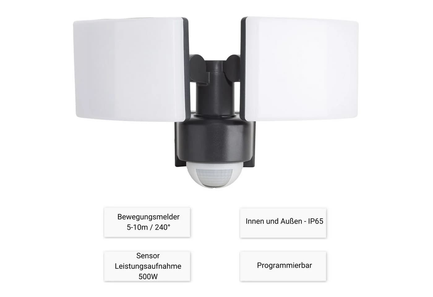 SEBSON LED Außenwandleuchte mit Bewegungsmelder IP65 40W kaltweiß