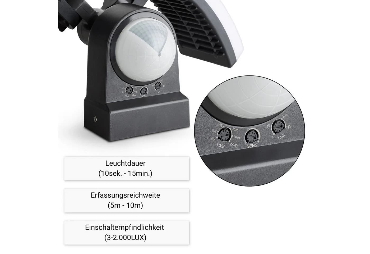 SEBSON LED Außenwandleuchte mit Bewegungsmelder IP65 40W kaltweiß - Bild 3