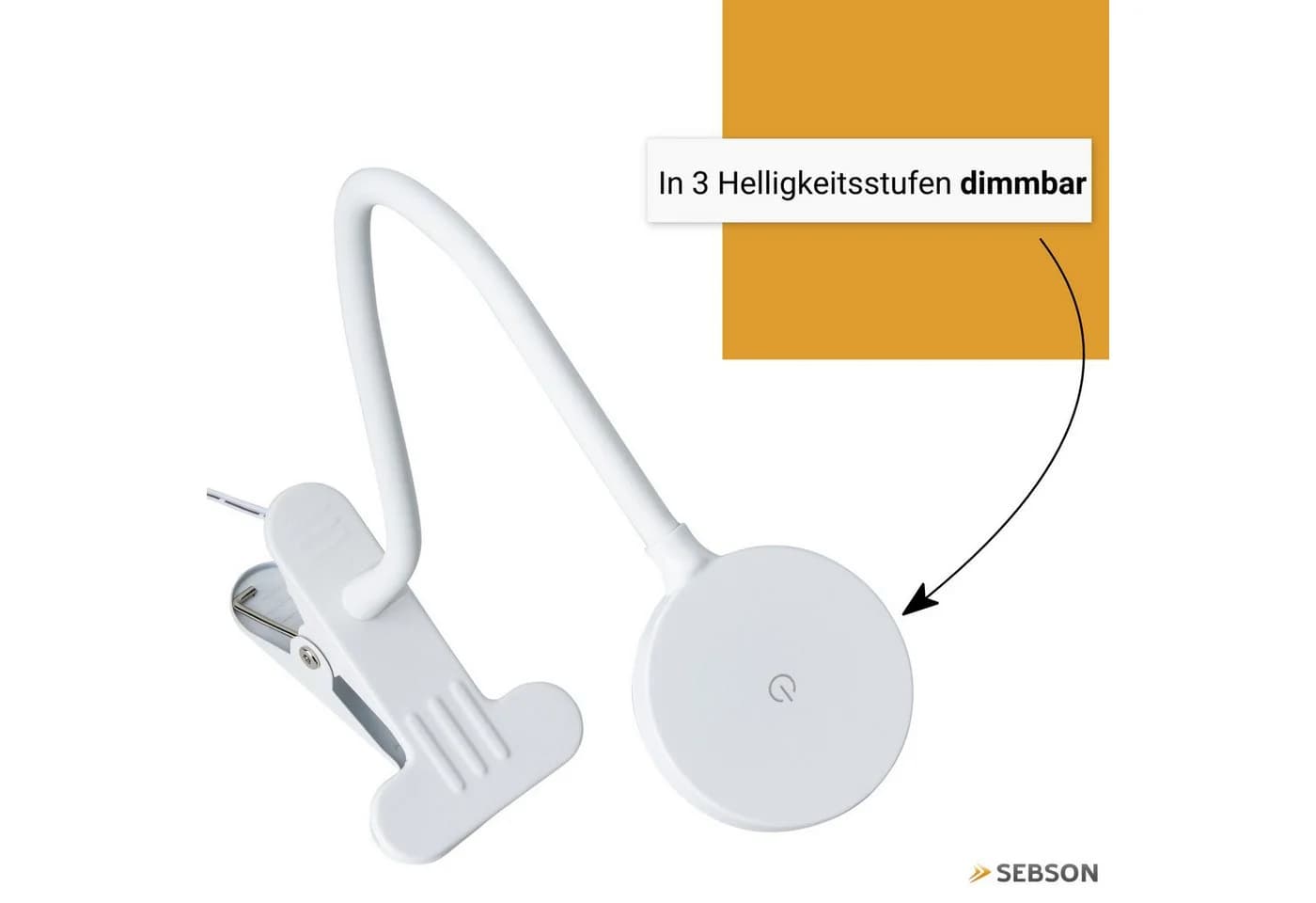SEBSON LED Klemmlampe Bett 4W Neutralweiß Dimmbar - Bild 3