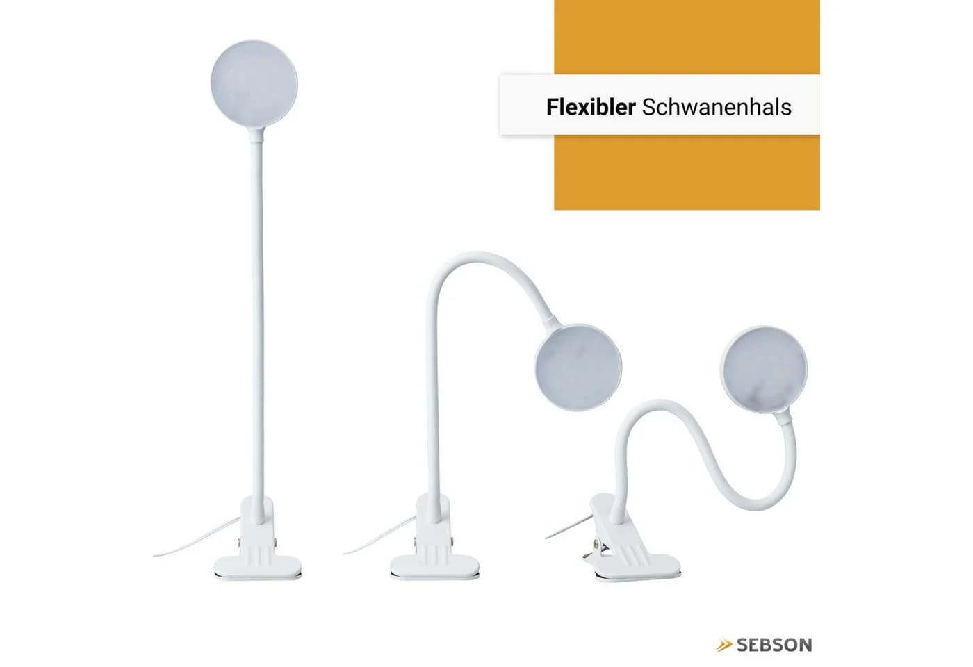 SEBSON LED Klemmlampe Bett 4W Neutralweiß Dimmbar - Bild 4