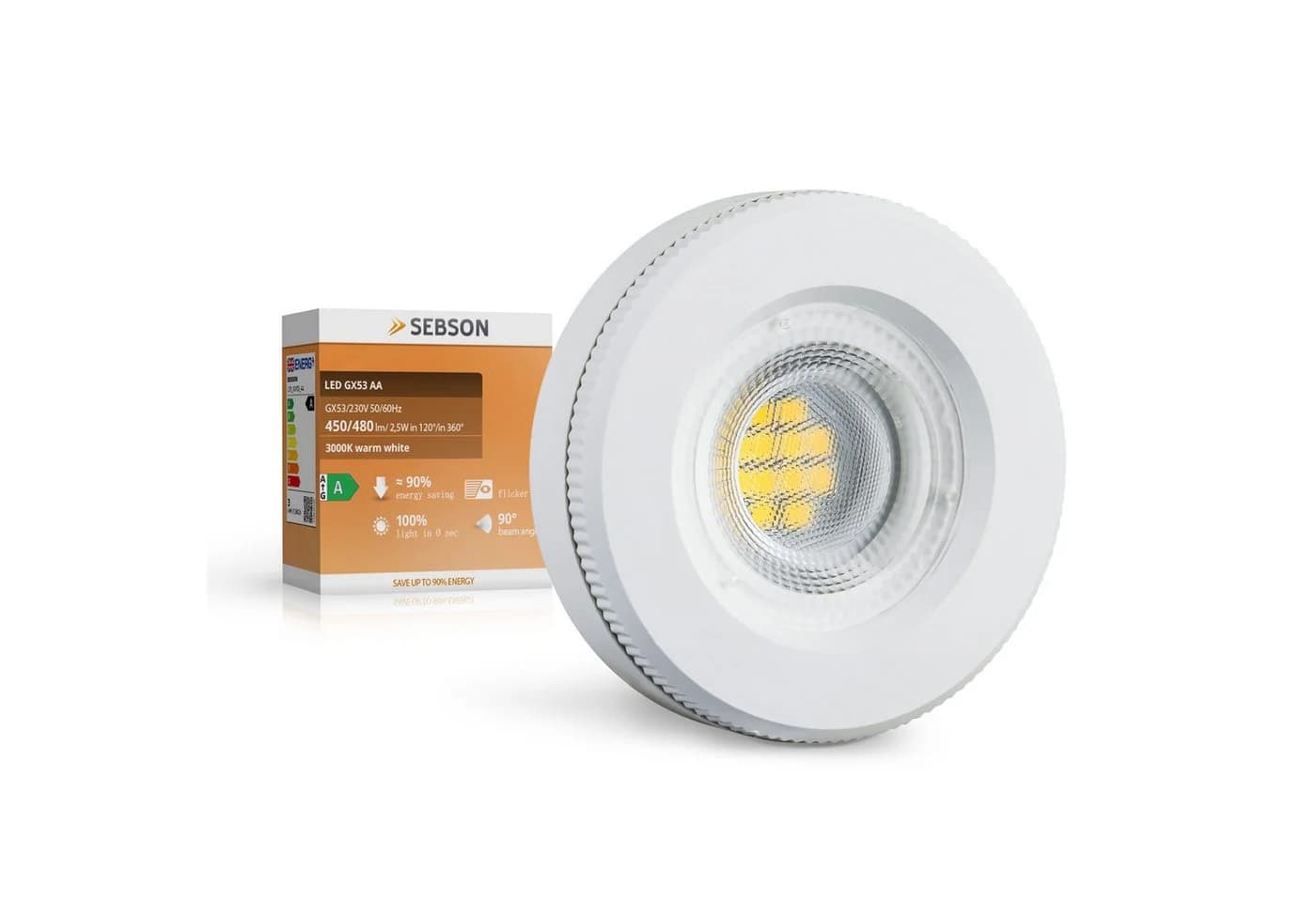 SEBSON LED-Leuchtmittel GX53 warmweiß 2,5W 450lm 230V - Bild 2