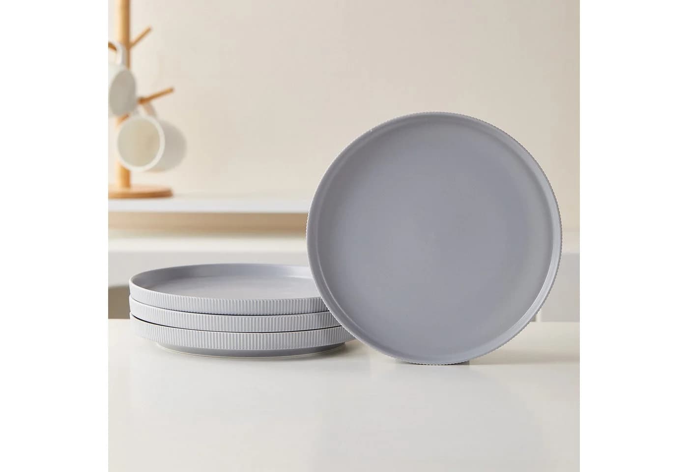 JIWOO 24-teiliges Keramik-Tellerset Grau Ø27,7cm - Bild 3