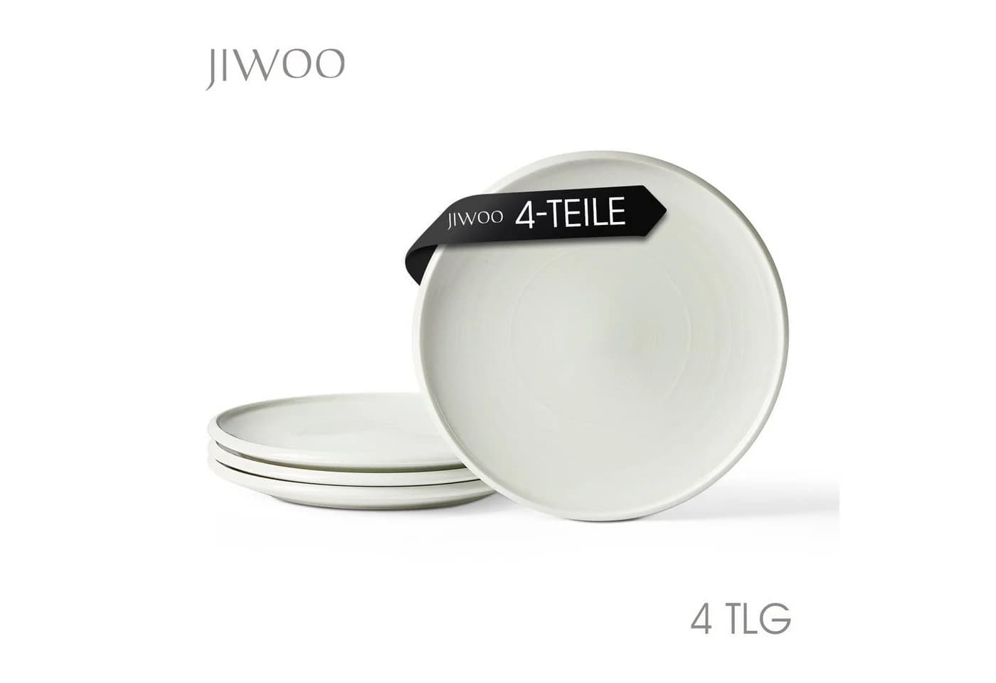 JIWOO Speiseteller 4er Ø21,8cm Weiß Keramik Tellerset - Bild 2
