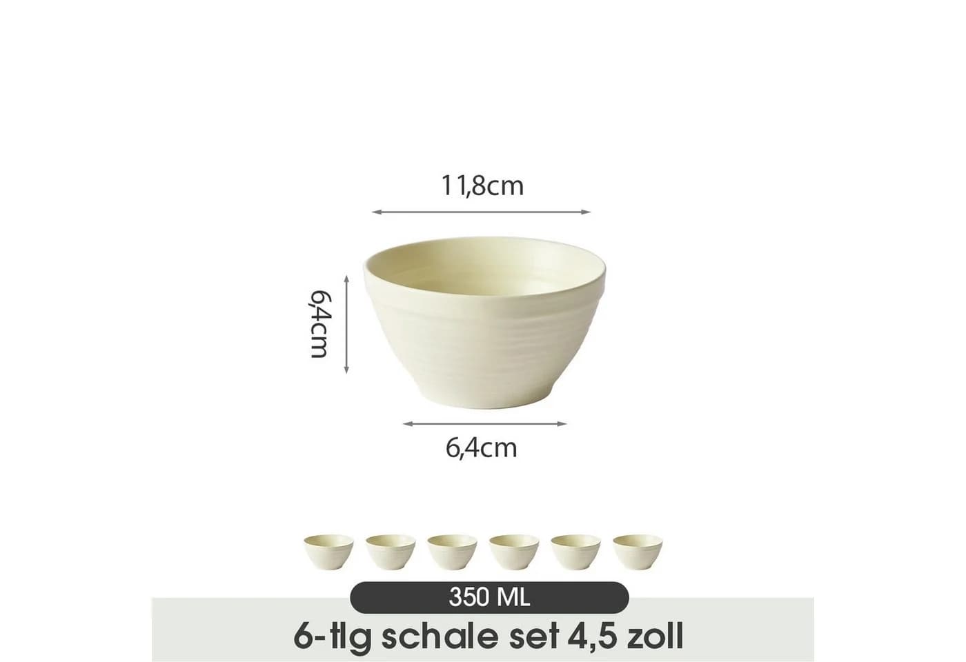 JIWOO Müslischale 6er Set Gelb Keramik