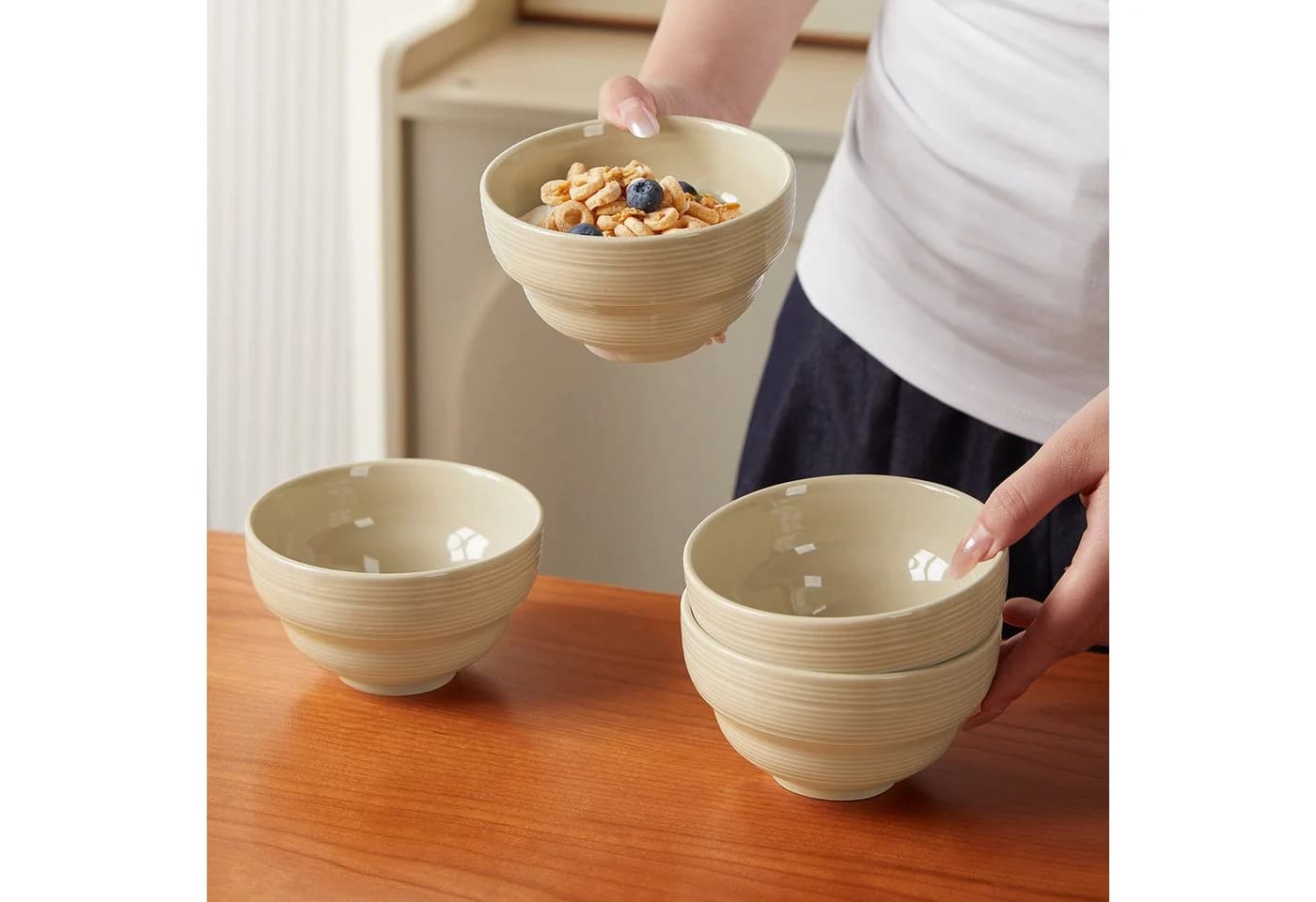 JIWOO Müslischale 6er Set Braun Keramik - Bild 4