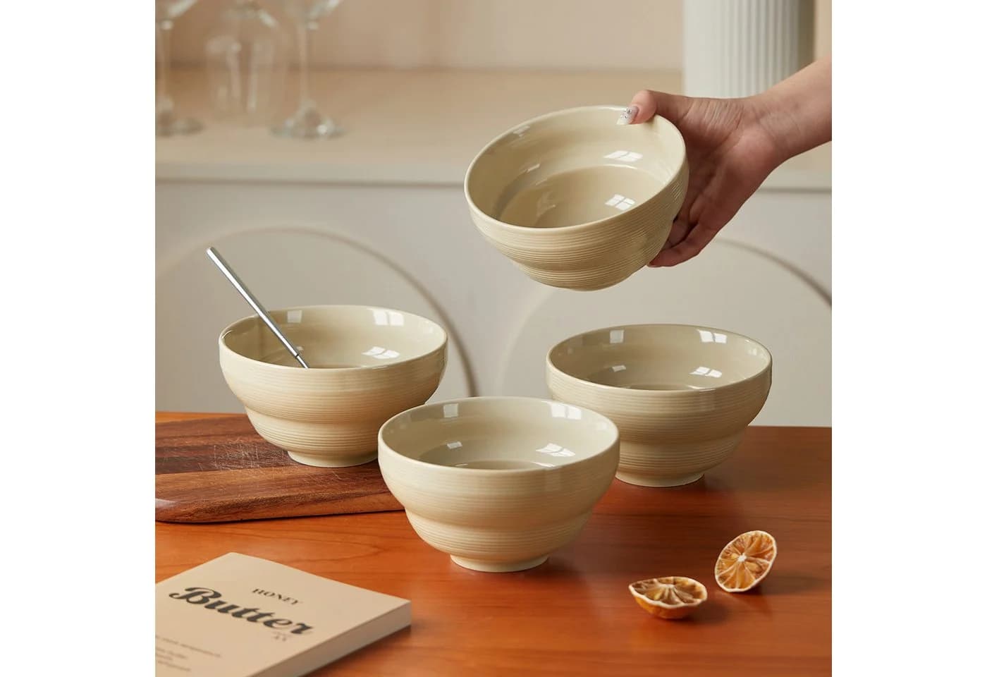 JIWOO Schüsselset 4-tlg. Keramik Braun - Bild 4
