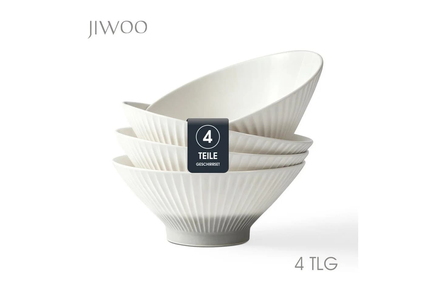JIWOO Schüsselset 4-tlg. Grau Keramik Ramenschüssel - Bild 2