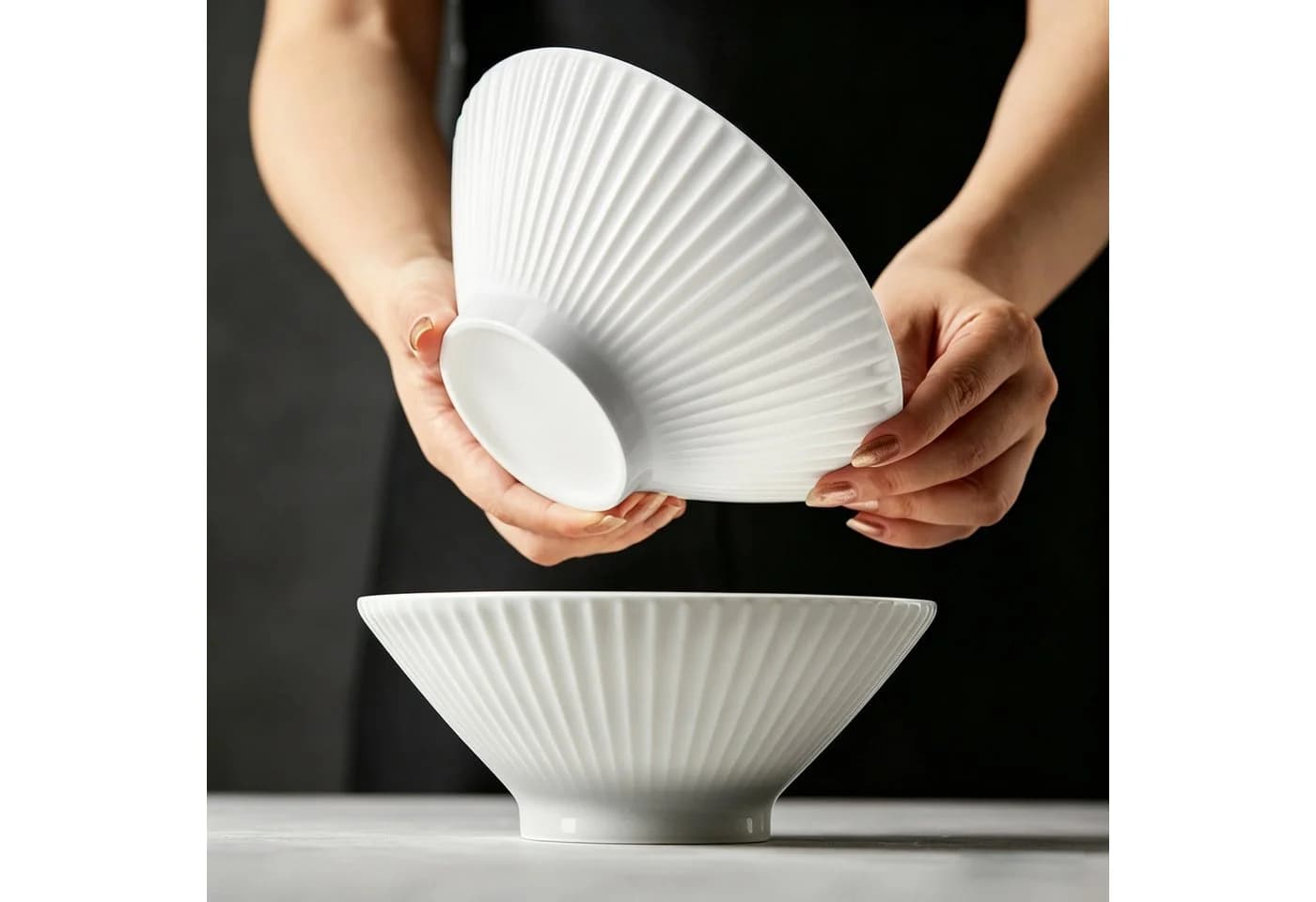 JIWOO Schüsselset 4-tlg. Grau Keramik Ramenschüssel - Bild 4