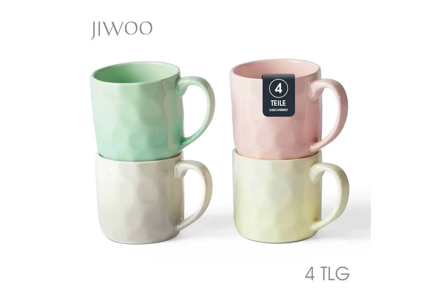 JIWOO Tassen-Set 4-teilig 320ml Keramik Skandinavisch Bunt - Bild 2