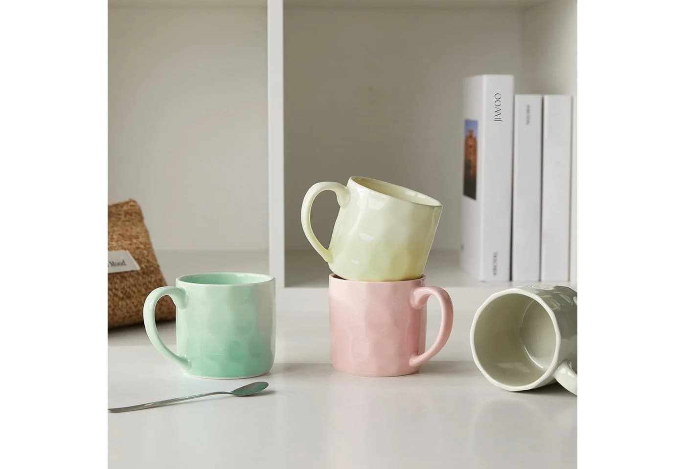JIWOO Tassen-Set 4-teilig 320ml Keramik Skandinavisch Bunt - Bild 3