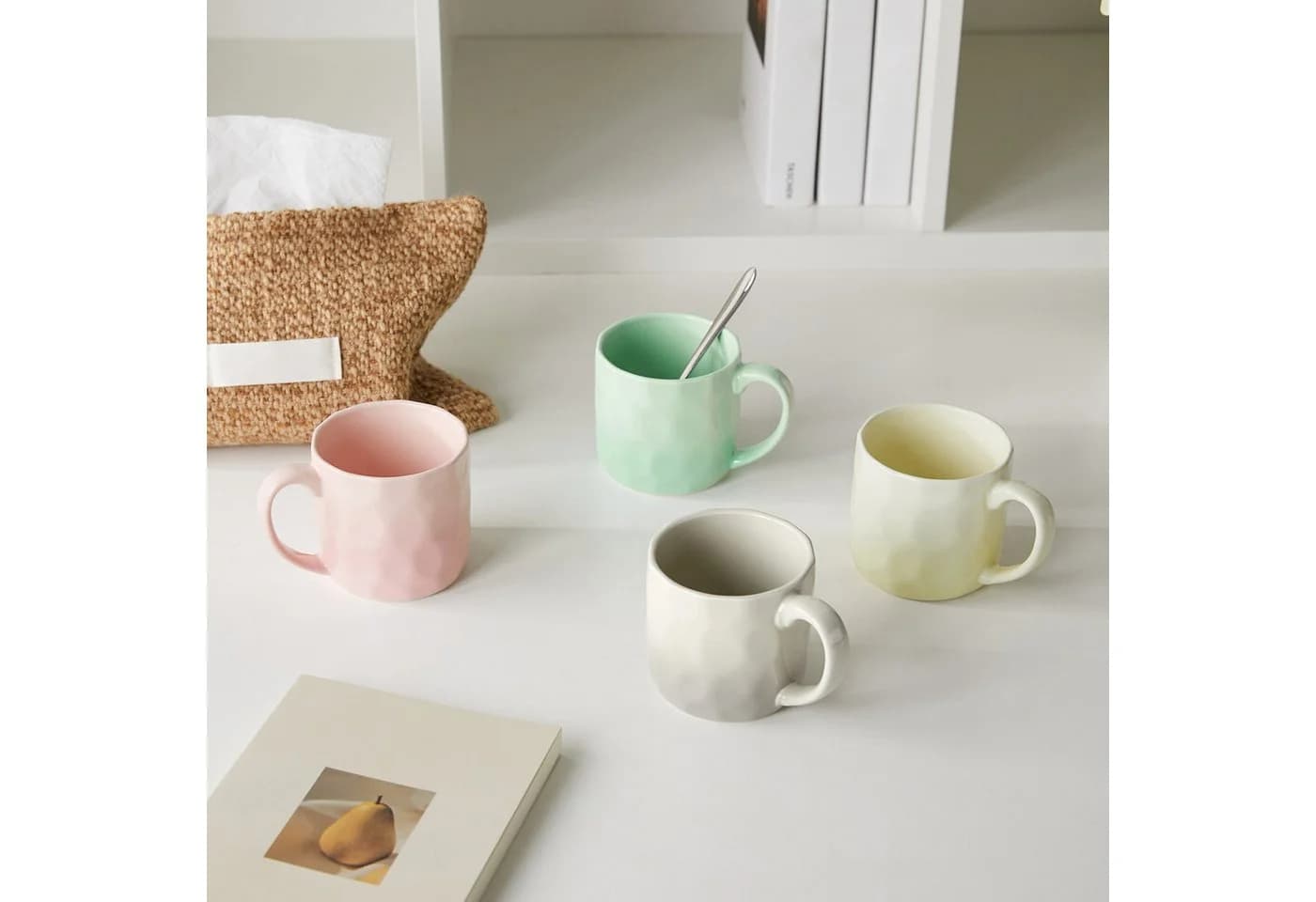 JIWOO Tassen-Set 4-teilig 320ml Keramik Skandinavisch Bunt - Bild 4
