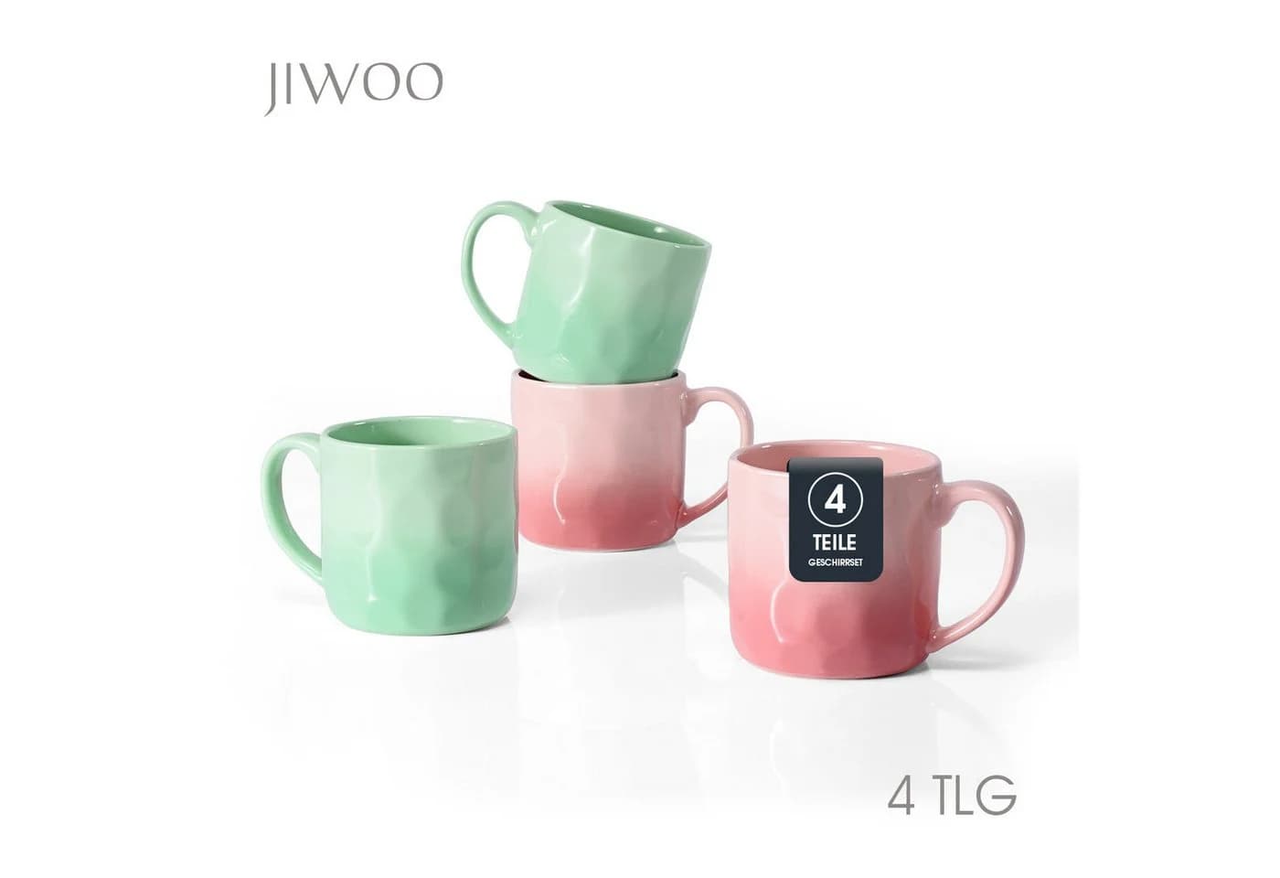 JIWOO Tassen-Set 4-tlg. Keramik Skandinavisch Bunt - Bild 2