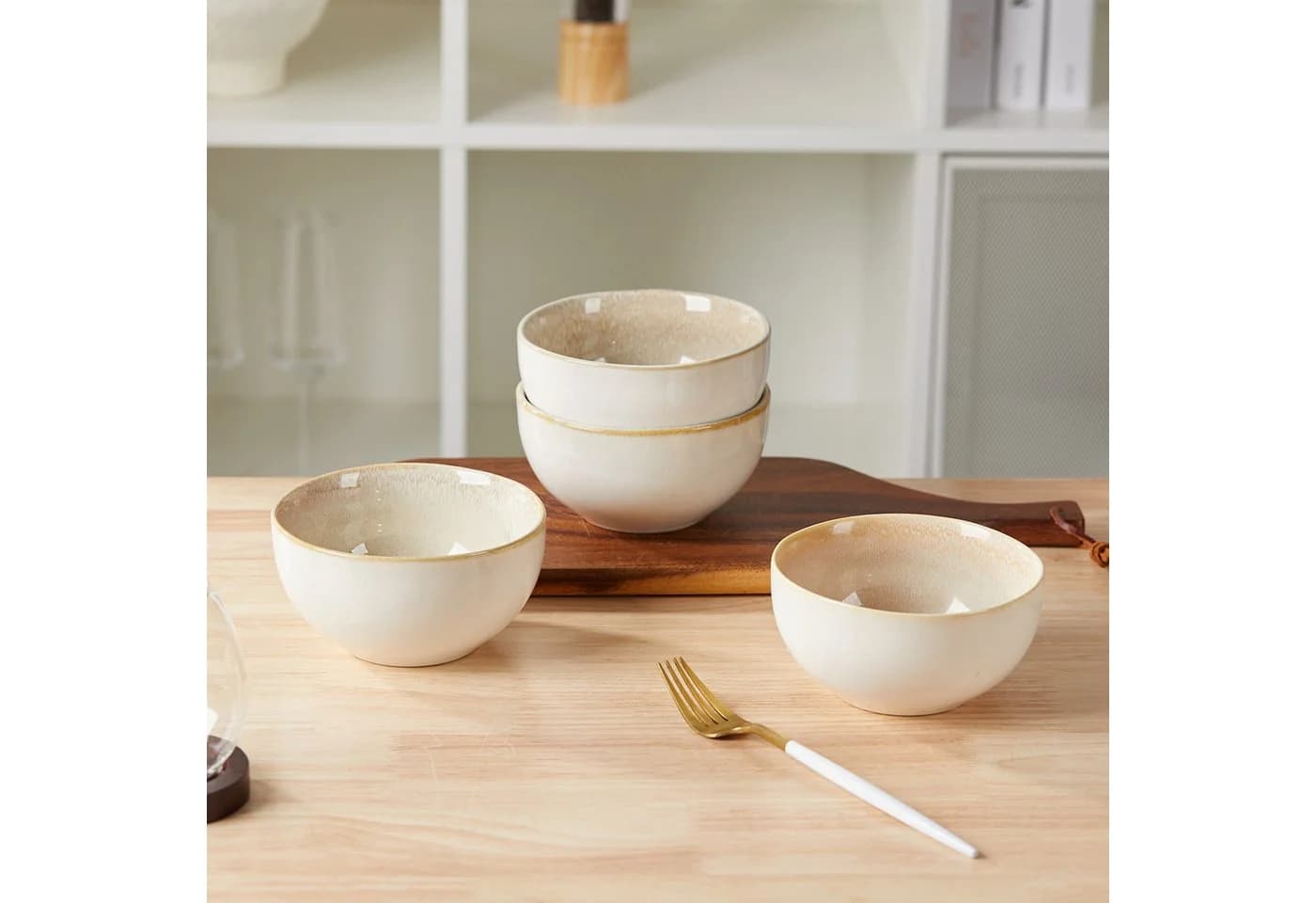JIWOO Salatschüssel 4er Set Keramik Braun Ø13,5cm - Bild 4