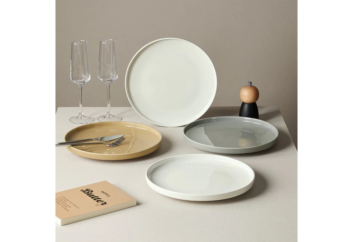 JIWOO Keramik-Tellerset 6-tlg. Bunt Mikrowellen- & spülmaschinenfest - Bild 5