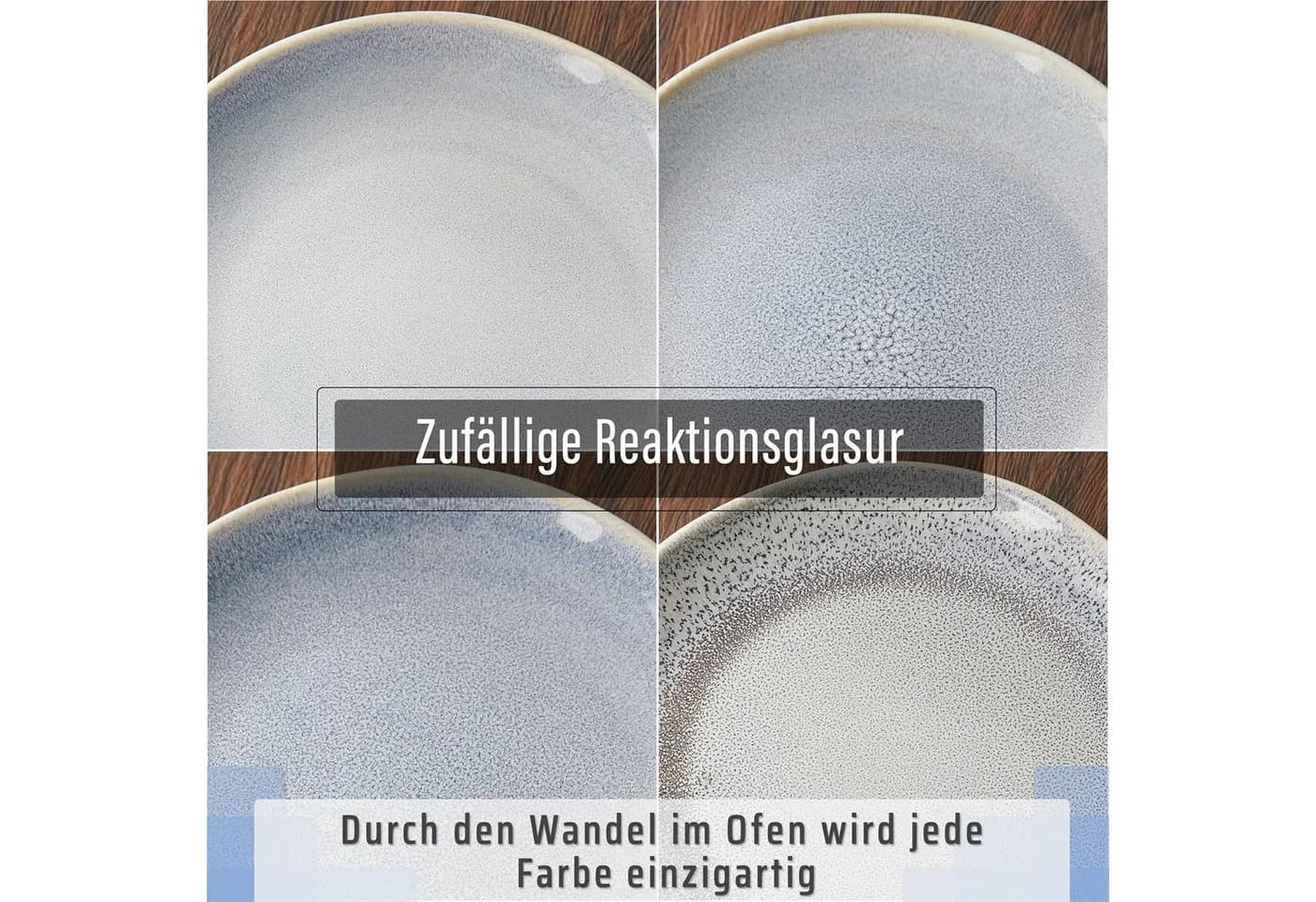 JIWOO Geschirr-Set 16-tlg. Blau Keramik - Bild 4