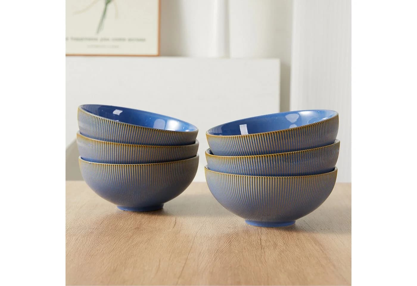 JIWOO Suppenteller 6er Set Blau Keramik Ø20cm - Bild 5