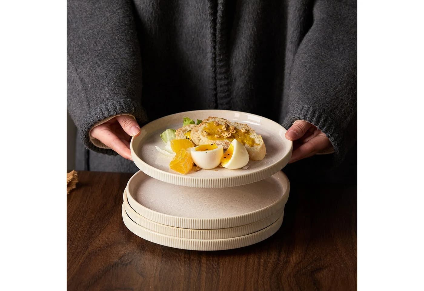 JIWOO Speiseteller 4er Ø20cm Weiß Keramik - Bild 5