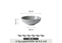JIWOO Suppenteller 6er Set Grau Keramik Ø20cm Mikrowellenfest Bild 1