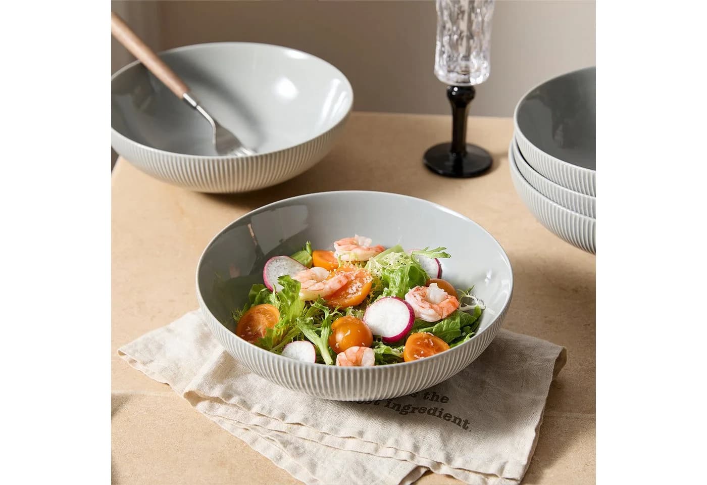 JIWOO Suppenteller 6er Set Grau Keramik Ø20cm Mikrowellenfest - Bild 5