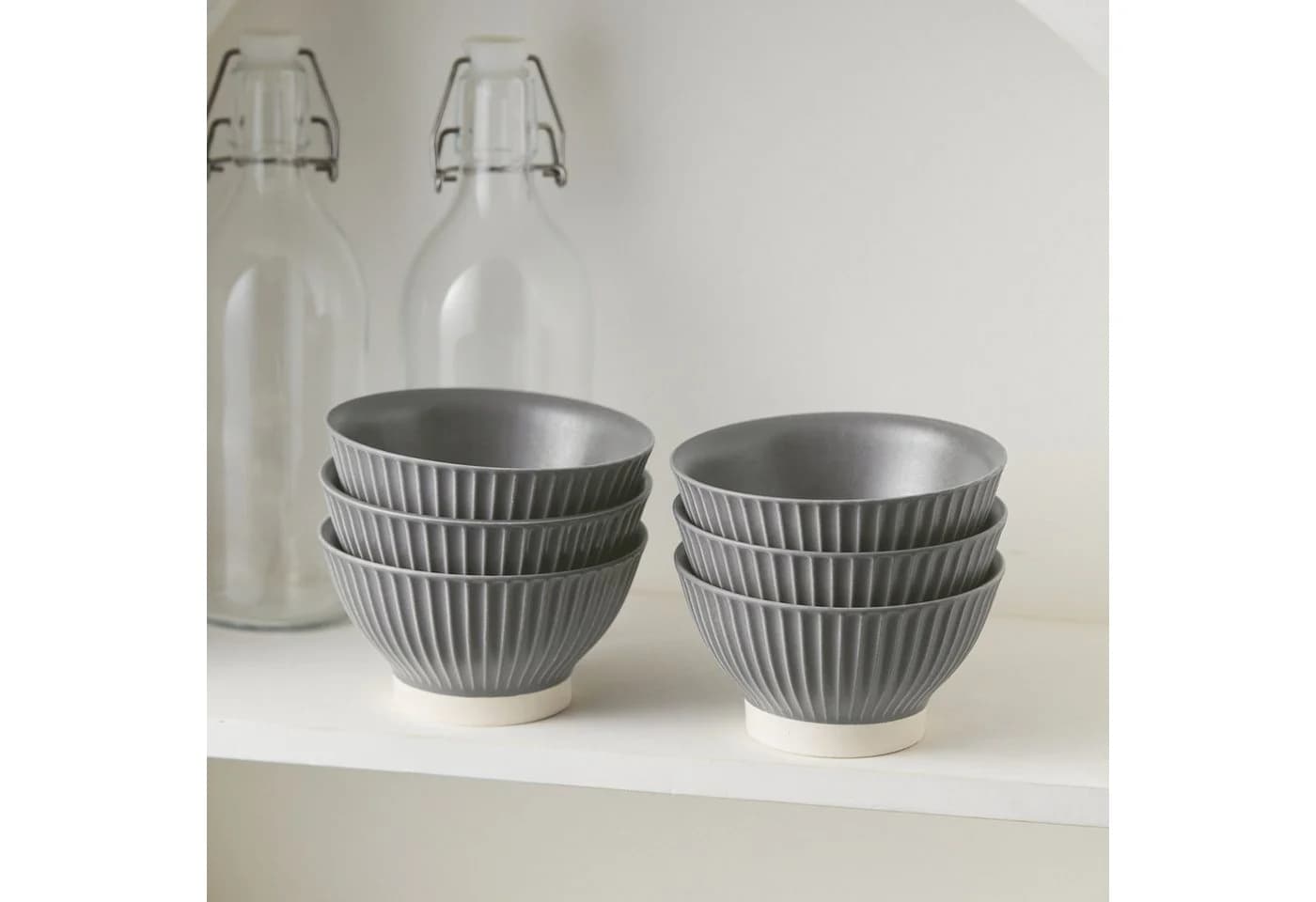 JIWOO Keramik Schale 6er Set Grau Ø12cm - Bild 4