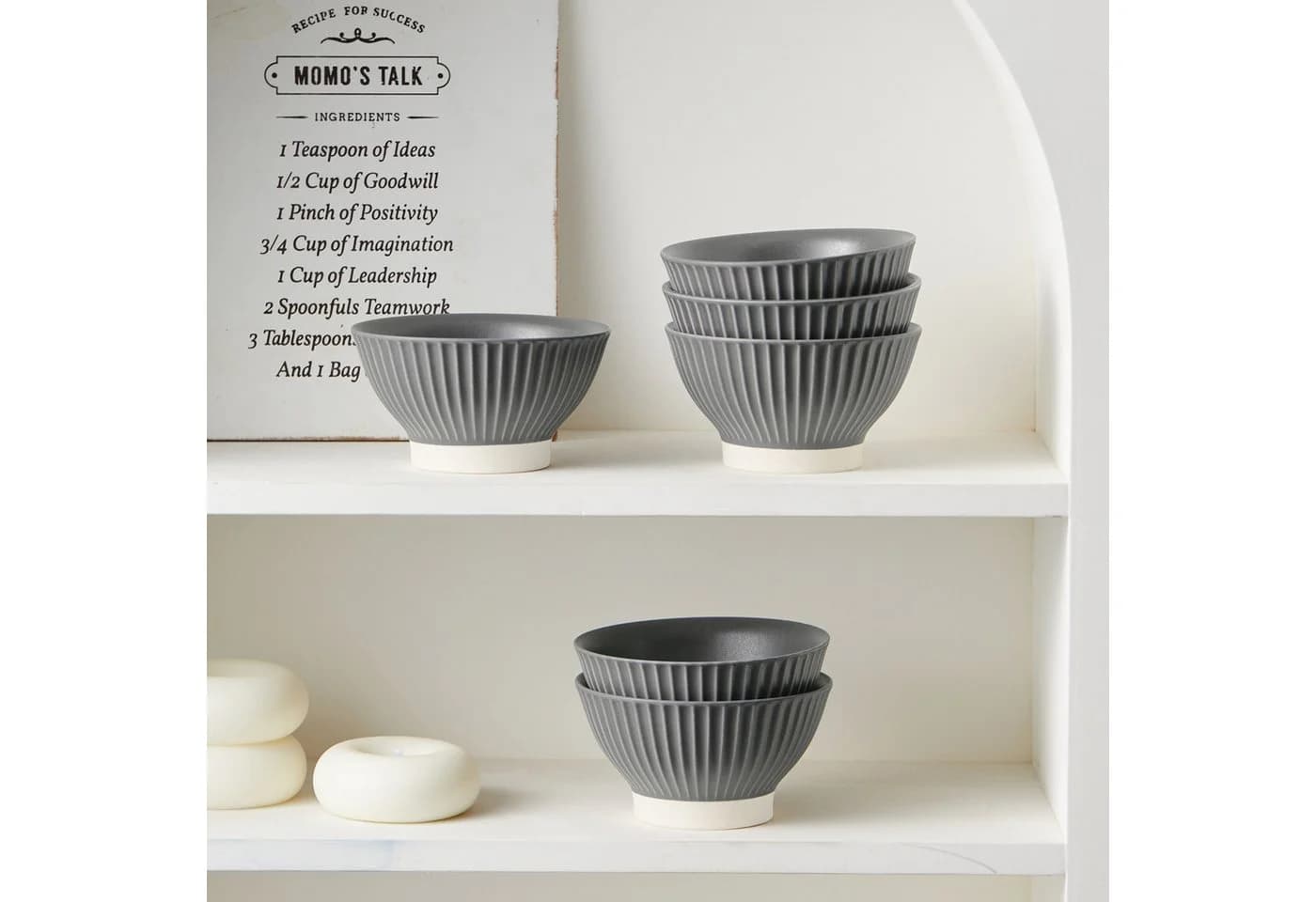 JIWOO Keramik Schale 6er Set Grau Ø12cm - Bild 5