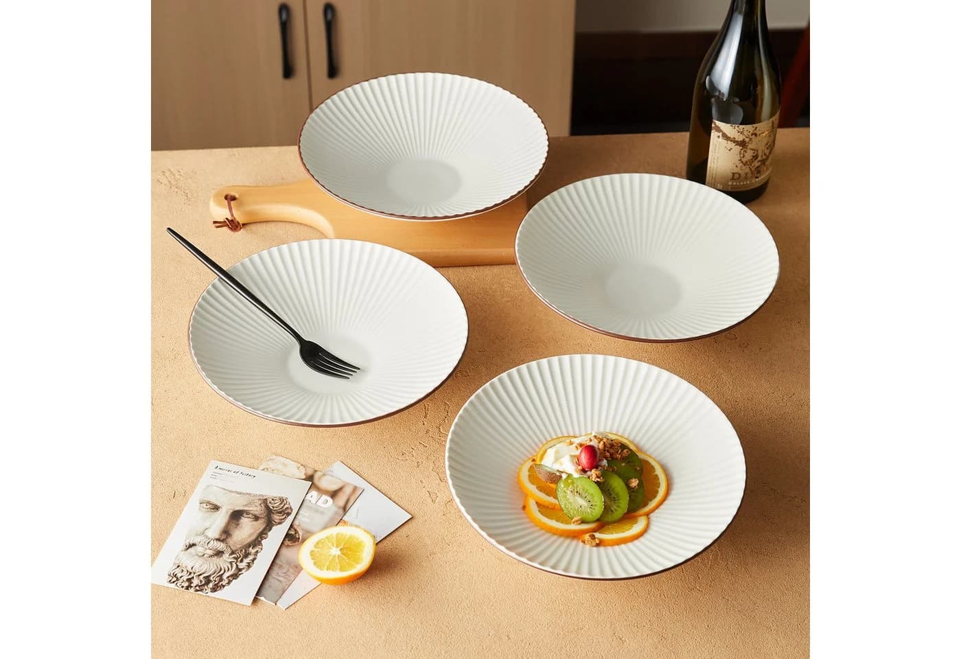 JIWOO Teller 4er Ø24,8cm Weiß Keramik Mikrowellen spülmaschinenfest - Bild 4