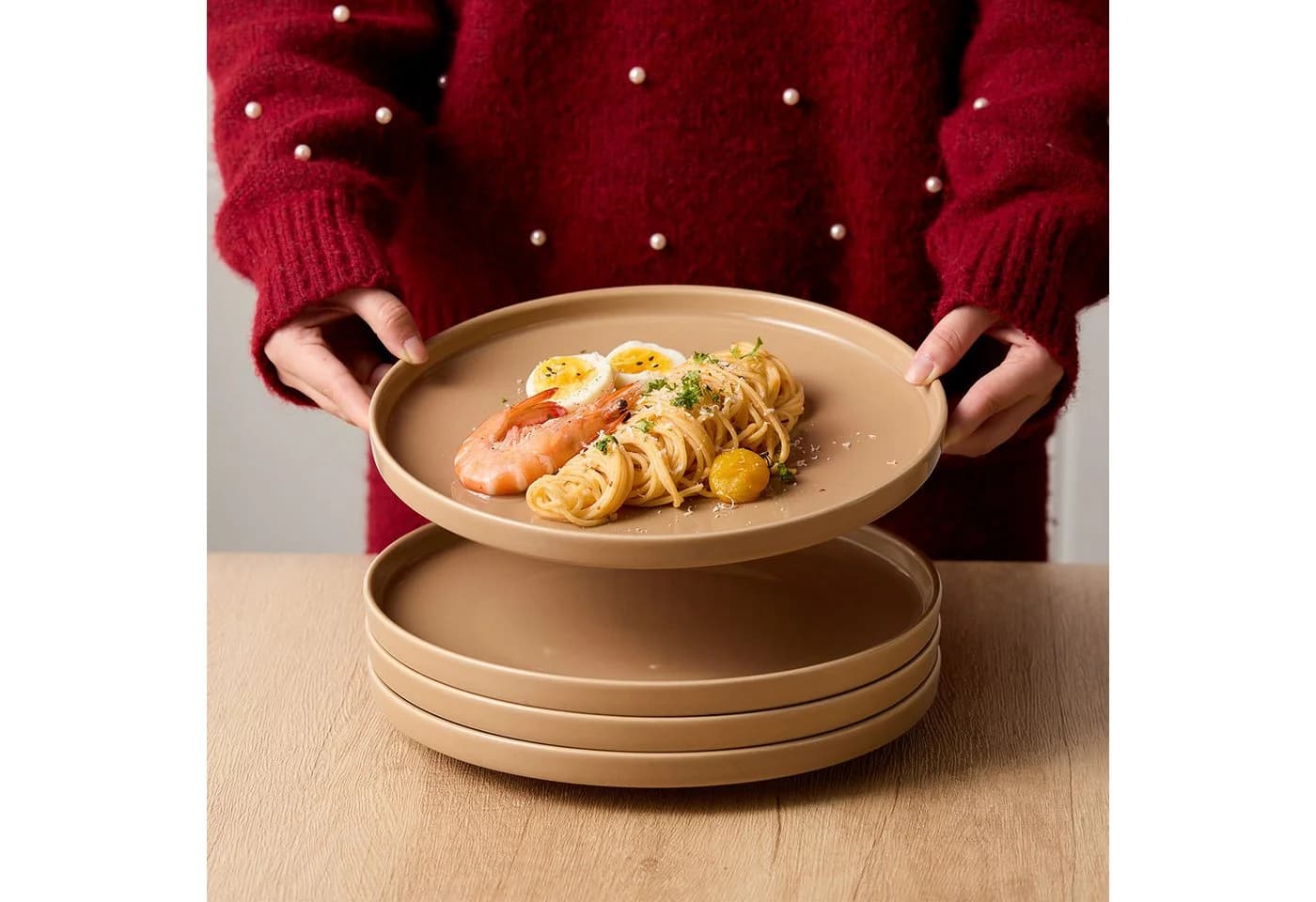 JIWOO Keramik-Tellerset 4-teilig Braun - Bild 3