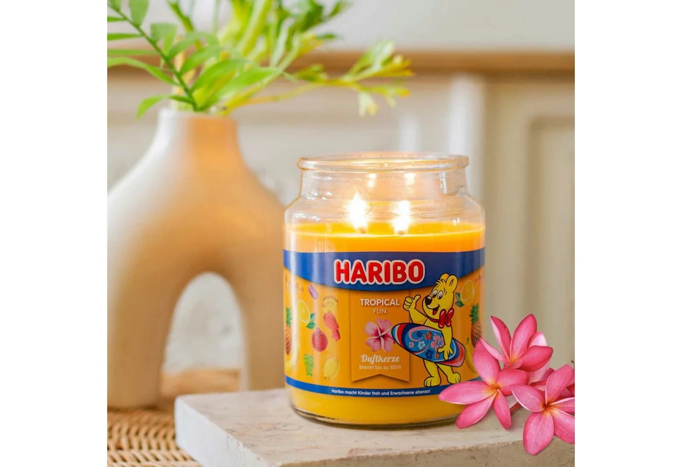 HARIBO Duftkerze Tropical Fun im Dekoglas mit Doppeldocht
