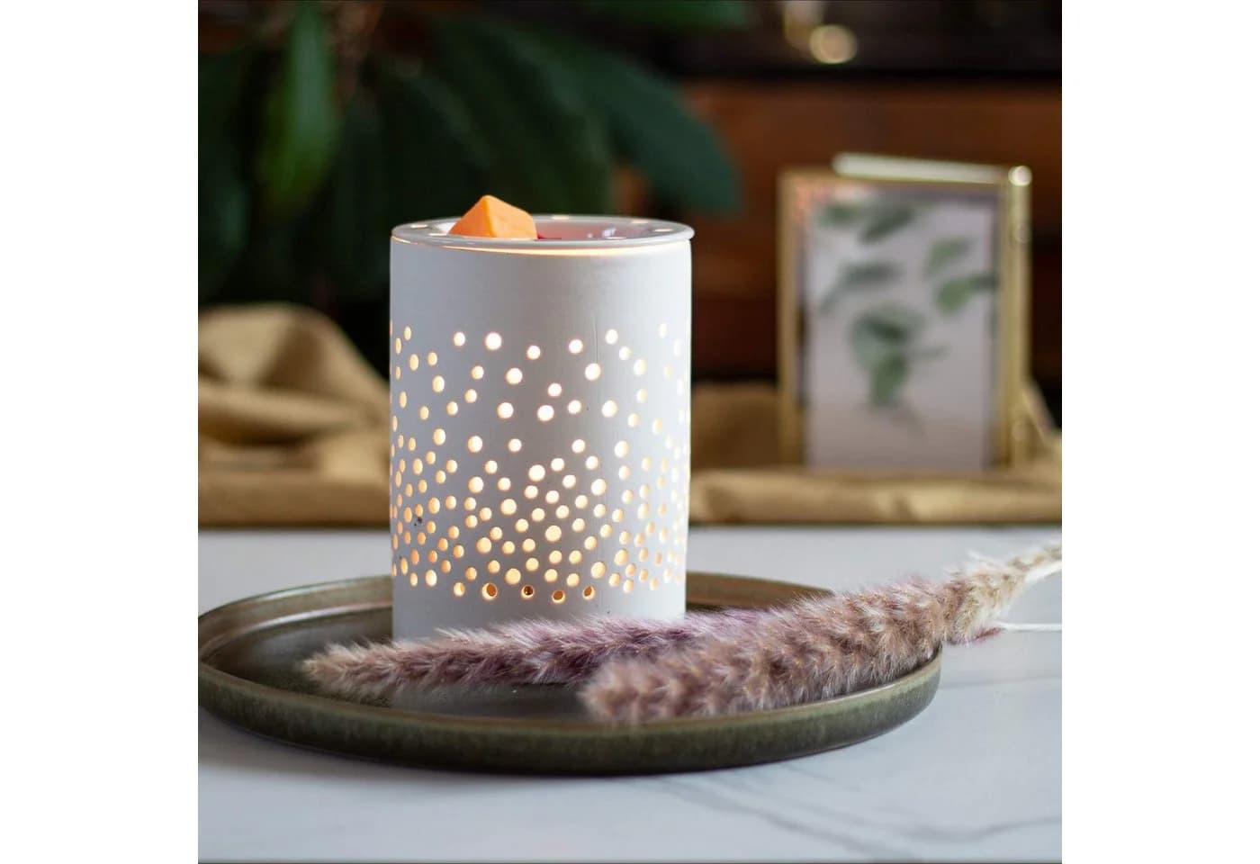 Candle BROTHERS Elektrischer Wachsbrenner Keramik Weiß Dots