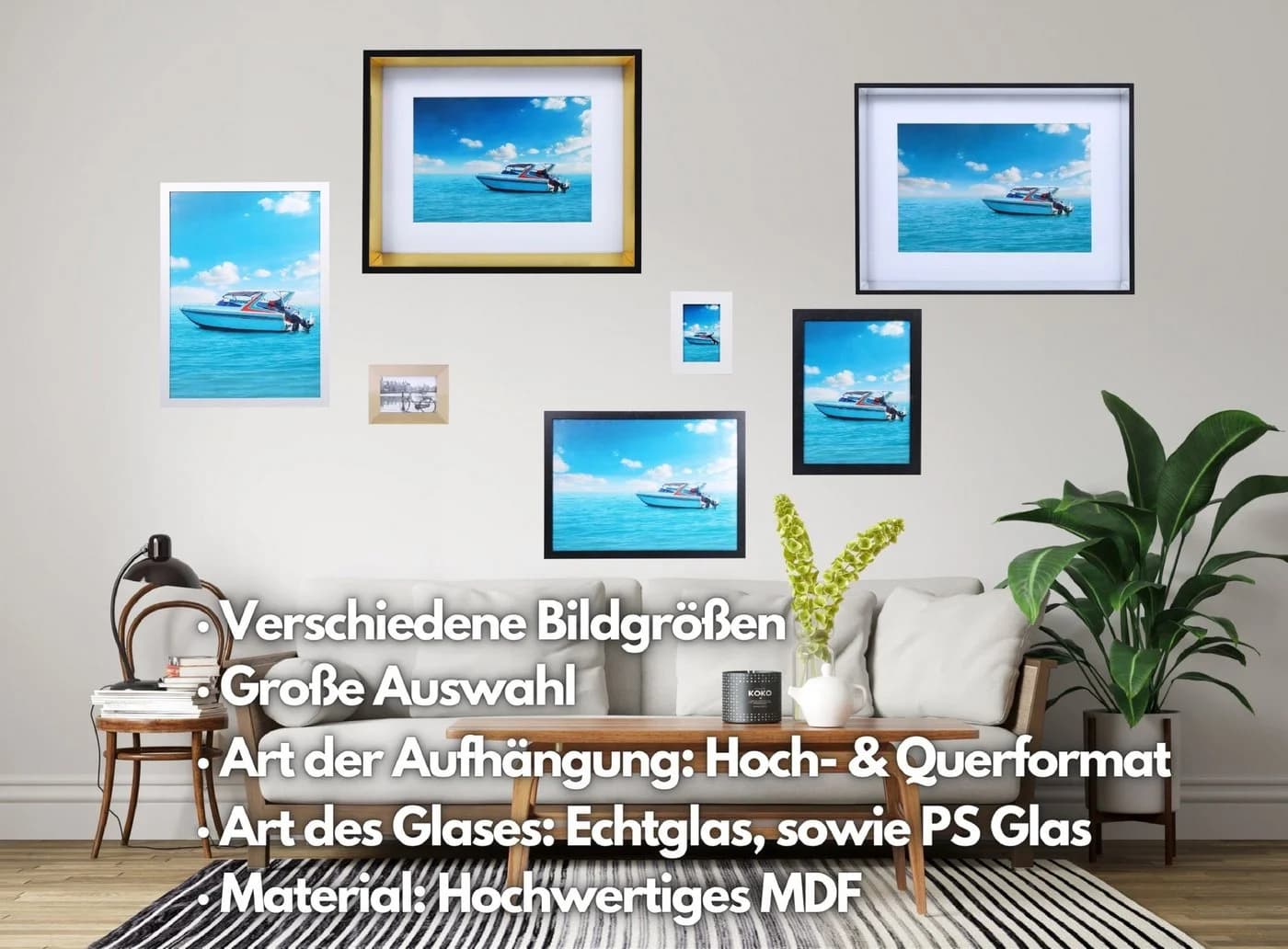 ecosa Bilderrahmen EO-8101 Weiß mit Ständer und Wandhalterung
