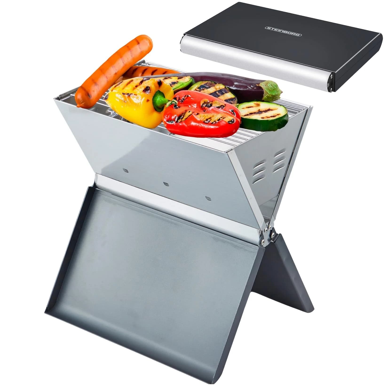 Steinborg Klappgrill Campinggrill Hitzebeständig Schwarz