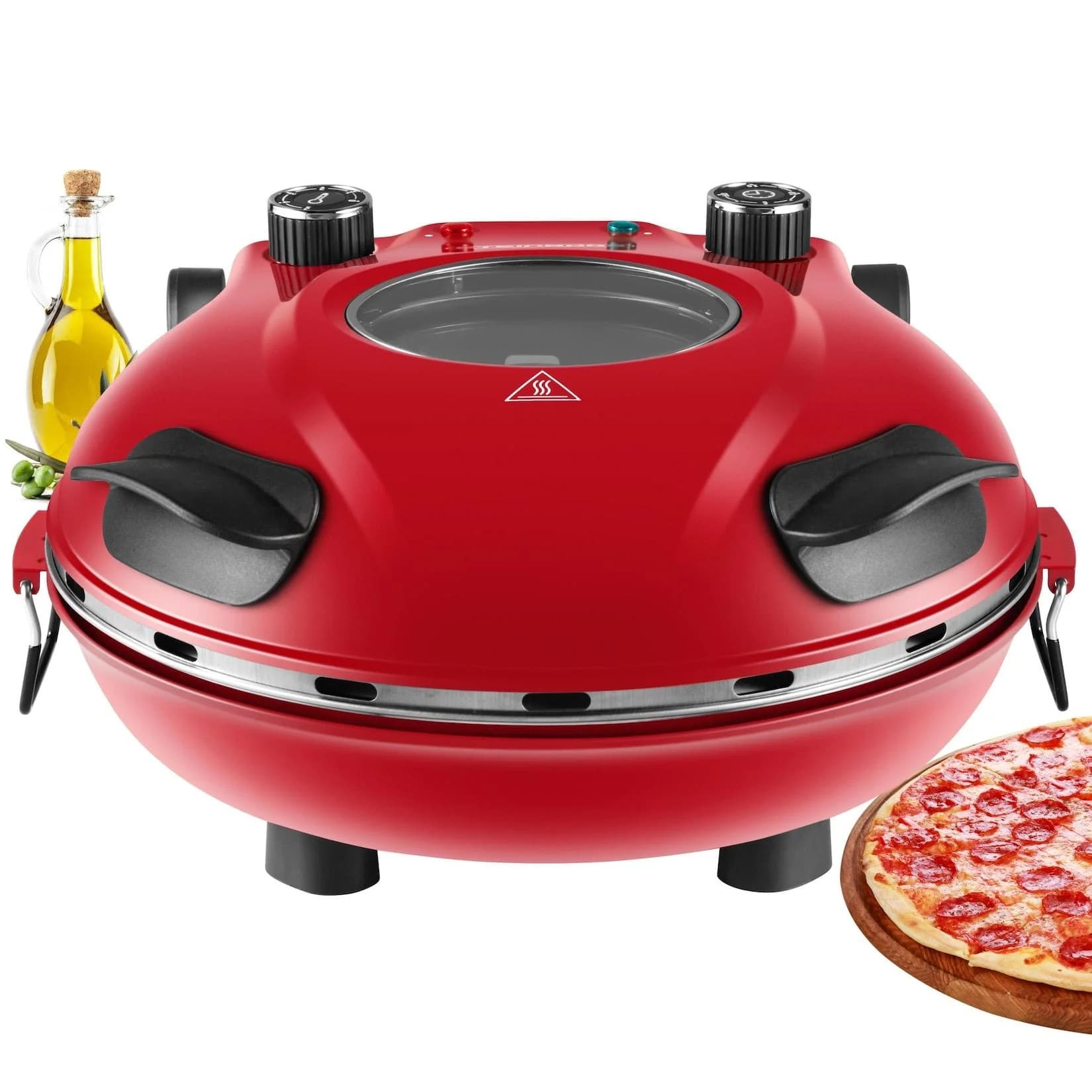 Steinborg Elektrischer Pizzaofen mit 32 cm Pizzastein Rot