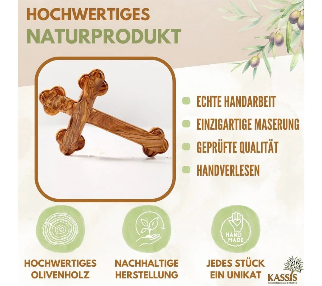 Kassis Geschenkartikel Wandkreuz Olivenholz Handgefertigt Bethlehem