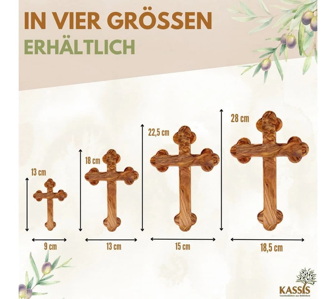 Kassis Geschenkartikel Wandkreuz Olivenholz Handgefertigt Bethlehem - Bild 3