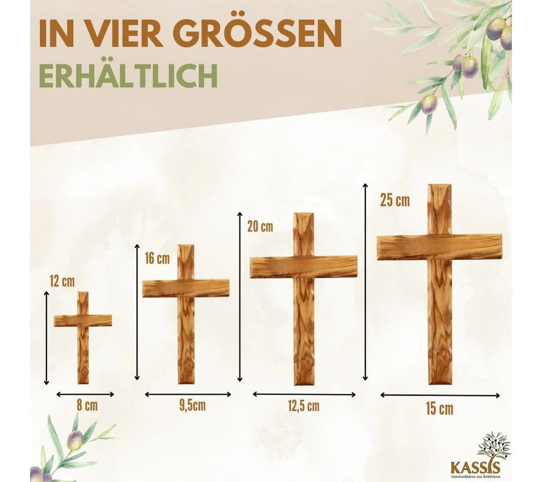 Kassis Wandkreuz Olivenholz Handgefertigt Bethlehem - Bild 3