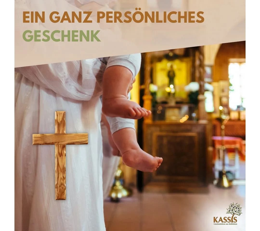 Kassis Wandkreuz Olivenholz Handgefertigt Bethlehem - Bild 5